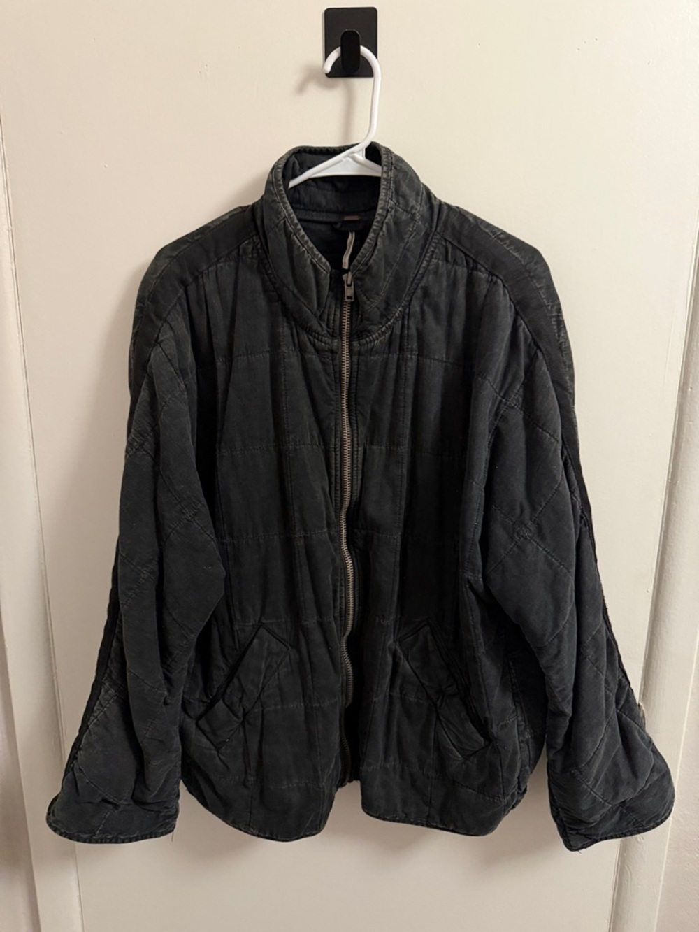Free People Women's Black Quilted Bomber Jacket